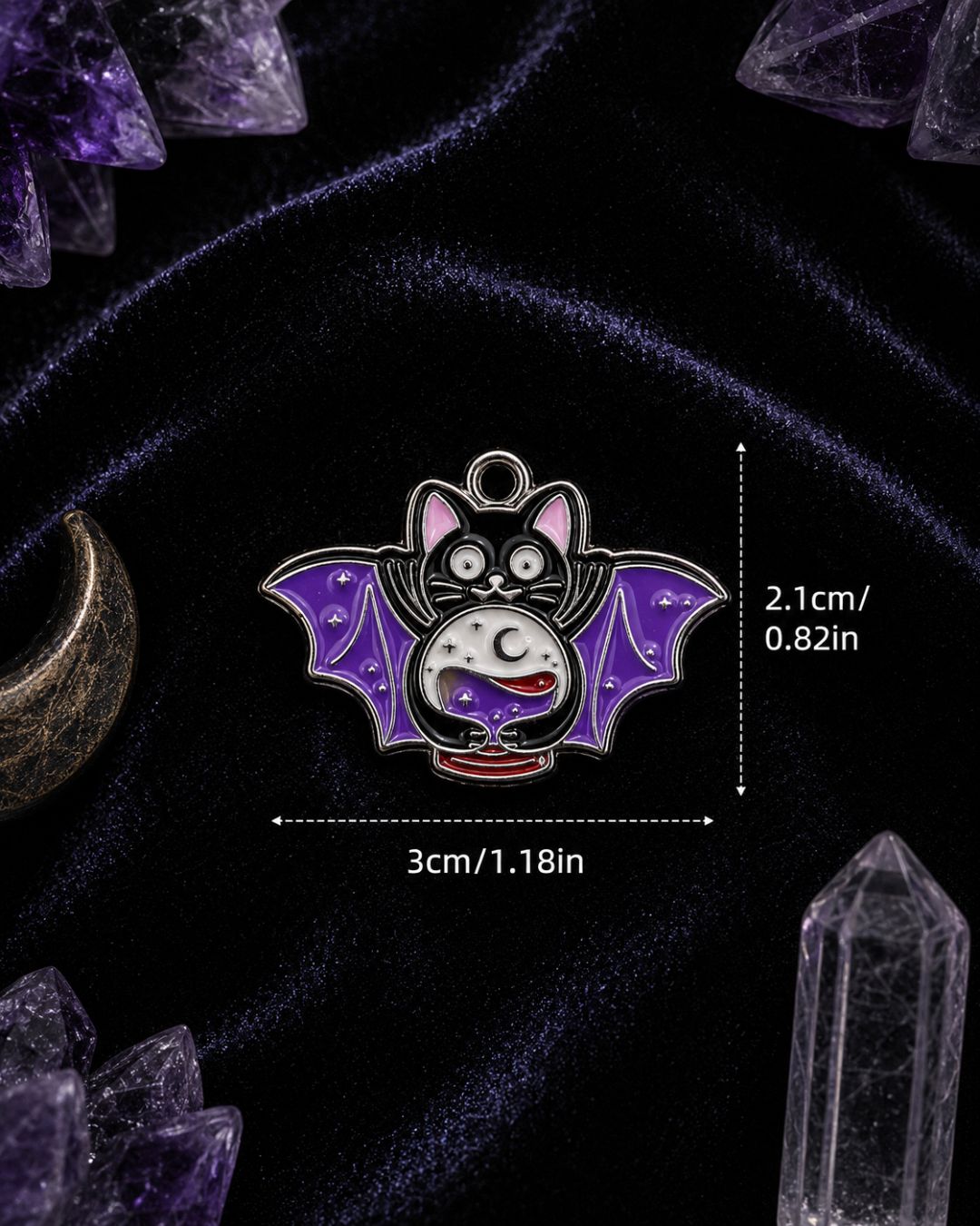 Bat Crystal Ball Charm
