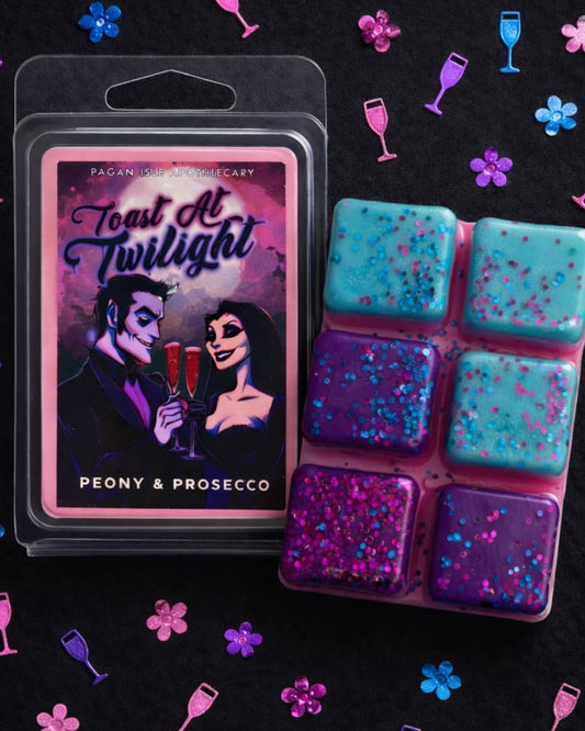 Toast At Twilight wax melt blending cozy warmth with a dark twilight aesthetic