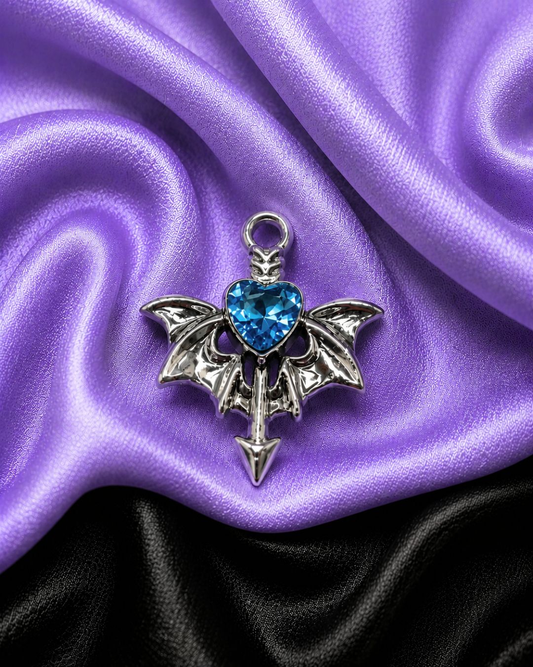 Midnight Heart Bat Charm