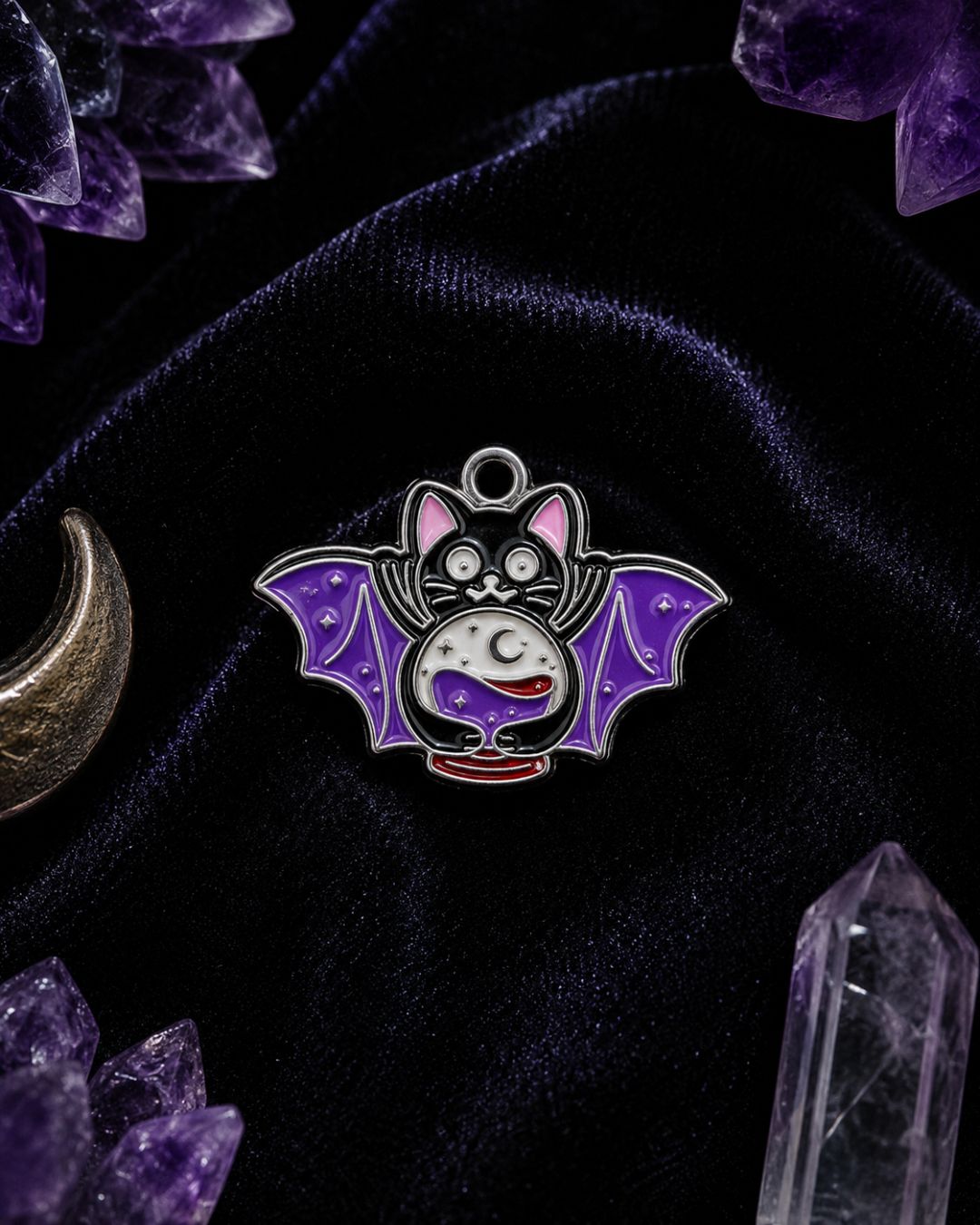 Bat Crystal Ball Charm
