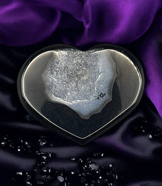 Black Agate Druzy Heart