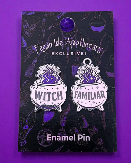 Witch & Familiar Pin & Collar Charm Set