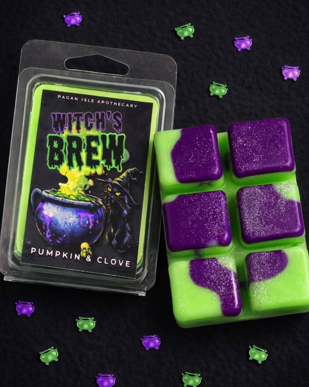 Dark apothecary-style Witch’s Brew wax melt with mystical gothic tones
