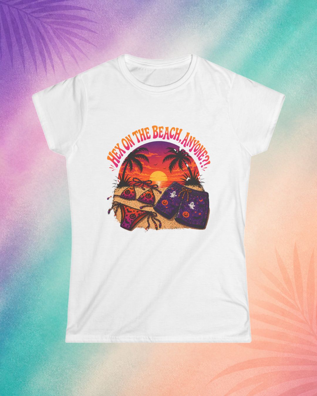White summerween shirt with hex on the beach graphic cute spooky summer outfit beach Halloween shirt