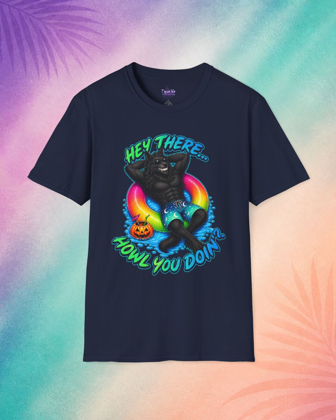 navy hey there howl you doin summerween shirt funny halloween shirt sayings werewolf pool float summerween aesthetic