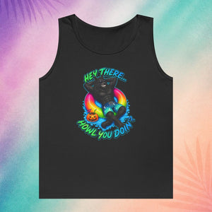 black hey there howl you doin summerween tank top funny halloween shirts for adults werewolf pool float spooky summer outfit