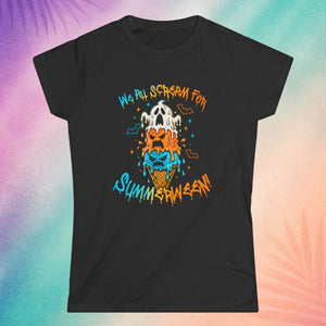 Black Halloween t shirt with melting ghost ice cream design summerween aesthetic spooky cute shirt