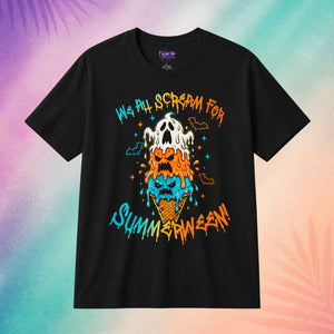 we all scream for summerween shirt black spooky t shirt halloween funny shirts melting ice cream skull spooky design