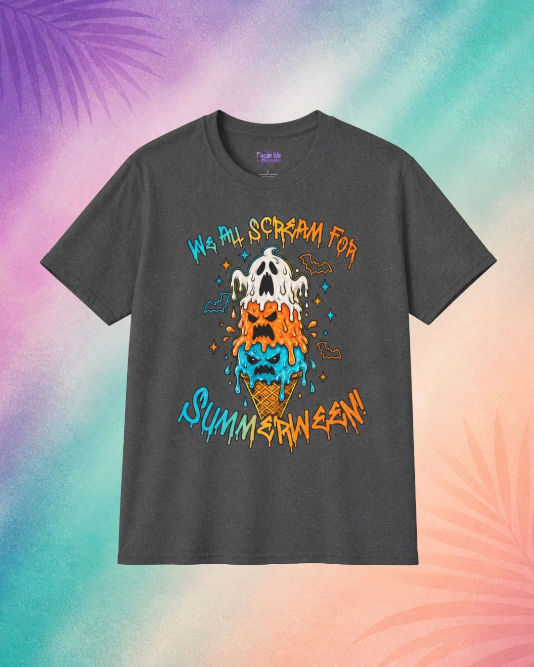 charcoal we all scream for summerween shirt spooky t shirt halloween funny shirts creepy melting ice cream design