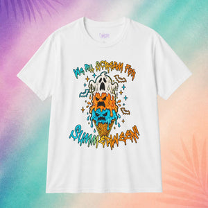 white we all scream for summerween shirt spooky t shirt halloween funny shirts melting ice cream skull summerween design