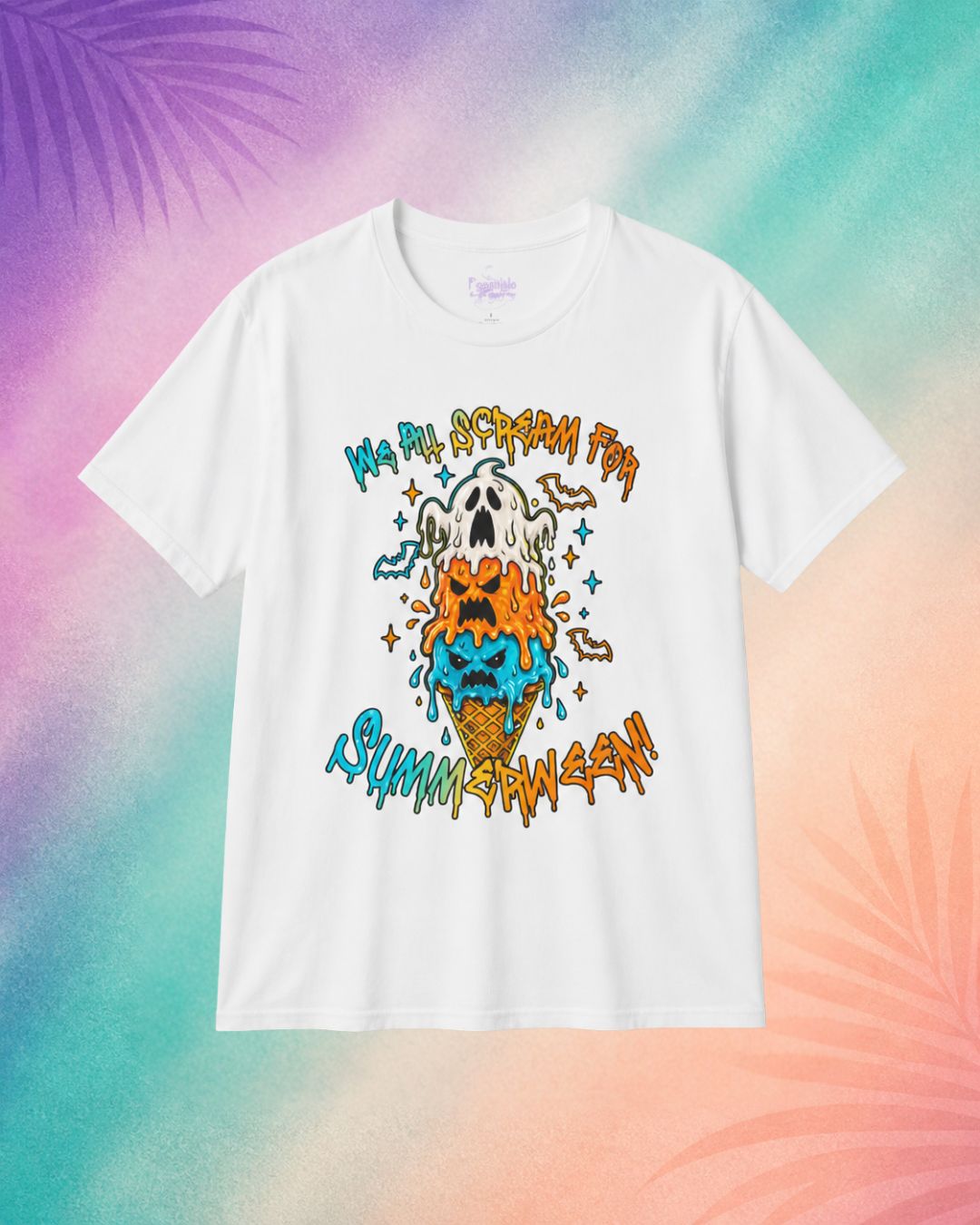 white we all scream for summerween shirt spooky t shirt halloween funny shirts melting ice cream skull summerween design